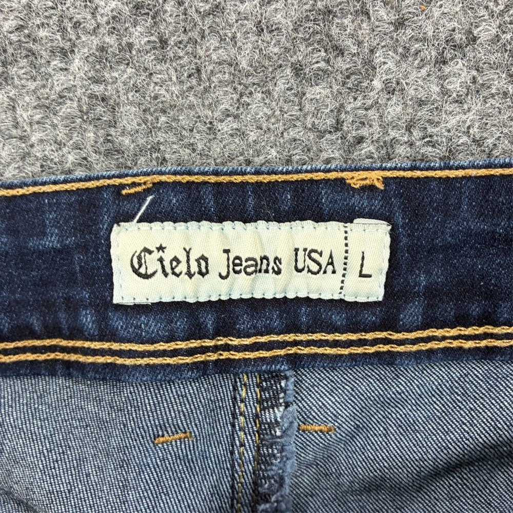 Cielo Jeans USA Womens Denim Shorts Size L Dark Wash Cuffed Stretch Low Rise - Picture 3 of 9